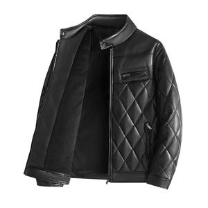 Chaqueta Bomber Vintage de Piel de Oveja para Hombre, Chaqueta con Cierre de Cremallera Múltiple con Capucha, Diseño Reversible, Impermeable, Prendas de Vestir de Otoño - Product Image 3