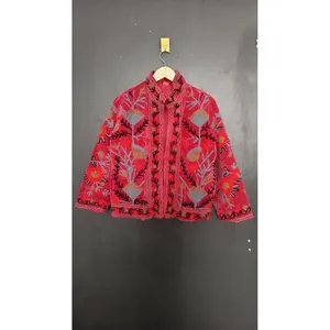 Veste en cuir brodée à la main réversible pour femmes Zari, logo personnalisé, veste bomber matelassée à fleurs, style bohème surdimensionné, coton printemps - Product Image 3
