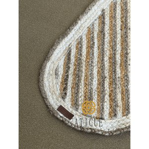 Eco-Friendly Striped Jute Braided Placemat Handwoven Natural Decorative <b>Table</b> <b>Mat</b> (70x40 cm) - Product Image 2