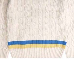 2023 OEM à la mode rayé tricoté couleur unie hommes vêtements tricot câble pull pull respirant 100% coton laine hommes pull - Product Image 2