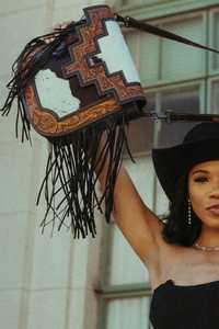 Mini bolso cruzado de vaquero occidental Vintage, cuero genuino, estilo Retro, cuero labrado, moda Bohemia para mujer para el verano - Product Image 4