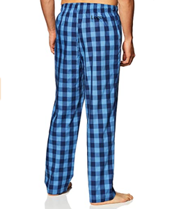 Pantalon de pyjama doux tissé 100% coton pour homme, ceinture élastique, pantalon de sommeil, coupe classique, avec tissu en coton léger - Product Image 6