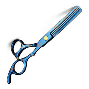 Kit de ciseaux amincissants pour coiffeur en acier inoxydable Kit de ciseaux de coiffeur enduits de couleur bleue avec étui à fermeture éclair en cuir - Product Image 6