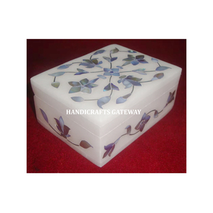 Belle boîte à bijoux personnalisée unique faite à la main pour mariage meilleure qualité Art floral nacre incrustation marbre - Product Image 1