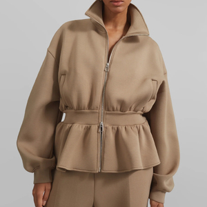 Ensemble veste et pantalon en molleton chaud à fermeture éclair au design élégant pour vêtements décontractés / Vente en gros de survêtement confortable en deux pièces OEM rare 2026 - Product Image 4