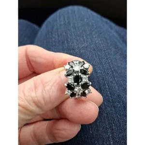 Anillo chapado en plata de calidad AAA+, joyería de zafiro simulado negro, elegante anillo de boda, regalo, tamaño 7 Cus-Jew7 - Product Image 4