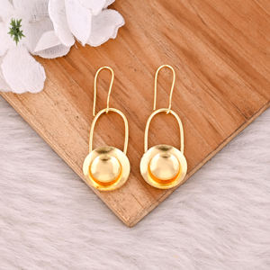 Simple Plain Brass Handmade Designer Earring <b>Yellow</b> Gold Plated Drop Earrings Jewelry Gifts Customized Wholesale Manufacturer - Product Image 2