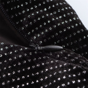 กระโปรงทรงเอไลน์ลำลองแนวย้อนยุคของผู้หญิงสีดำล้วนย้อมสีล้วนผ้ากำมะหยี่เป็นมิตรต่อสิ่งแวดล้อมประดับเลื่อมสำหรับฤดูใบไม้ร่วง - Product Image 5