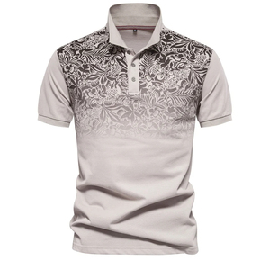 Polos de hombre de moda de verano de alta calidad, patrón degradado, mezcla de algodón estampada, diseño de manga corta de secado rápido - Product Image 1
