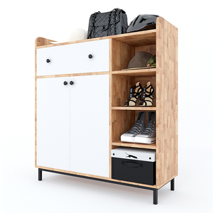 Zapatero Moderno Minisit con Estantes de Almacenamiento Integrados, Madera de Caucho y Patas de Hierro, 100x35x110cm KG68032 para Muebles del Hogar - Product Image 6