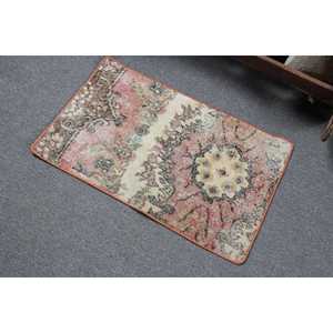 Tapis turc 1,6x2,7 pi (50x81 cm), tapis vintage à imprimé animal rose - Product Image 4