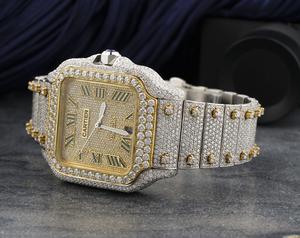 Montre de luxe sertie de moissanite, cadran carré, deux tons, style hip-hop, diamant, automatique, montre-bracelet - Product Image 2