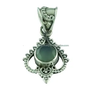 Rava Projeto Prehnite Pedra 925 Sterling Silver Pendant Jóias De Prata Indiana Mini Pingente De Pedra Atacadista na Índia