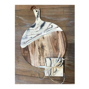 Tabla de cortar de resina y madera artística hecha a mano, versátil para cortar diariamente o exhibidores de mesa de servicio modernos decorativos - Product Image 3
