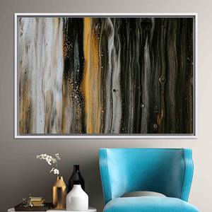 Modern Black, White & Gold Printed <b>Canvas</b> Wall Decor,WHITE <b>FRAMED</b> <b>CANVAS</b> - Product Image 1