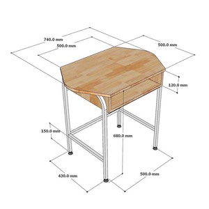 Single Modular <b>Computer</b> <b>Desk</b> Natural Wood with Iron Legs-PSD034 - Product Image 6