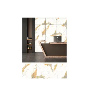 Nieuwe Unieke Product Digitale Verglaasde Oranje Marmeren Steen Tegel Ontwerp Porseleinen Tegels Voor Vloeren Of Muur