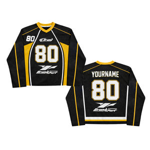 Custom Men's Long Sleeve Football Jersey Personalized Name and Number Mesh Sportswear Top - Product Image 1