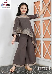 Conjunto de Salwar de Satén para Niñas Ajmera Fashion, Traje Elegante de Manga Larga con Pantalones Suaves, Vestido Étnico Estilizado para Fiestas, Disponible en Stock - Product Image 2