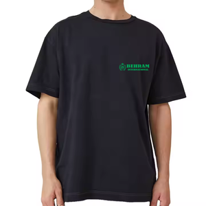 T-shirt décontracté pour homme en coton 100% lourd, coupe classique, col rond, design de logo personnalisé, lavage à l'acide, vintage, éco-responsable, streetwear - Product Image 2