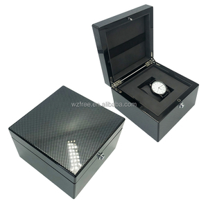 Carbon Fiber Watch <strong>Box</strong> with Button Lock <strong>Removable</strong> Interior Luxury High-Quality Black Watch Display <strong>Box</strong> Custom LOGO - Product Image 2