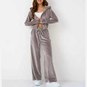 ชุดวอร์ม2ชิ้นสำหรับผู้หญิงชุดวอร์มผ้ากำมะหยี่สำหรับ2026เสื้อวอร์มแบบมีซิปติดโลโก้ออกแบบได้ตามต้องการ - Product Image 5