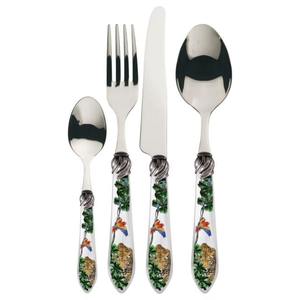 Ensemble de 4 couverts en acier inoxydable plaqué couleur argent idéal pour la cuisine cadeau de table usage domestique poignée multicolore produit couverts - Product Image 1