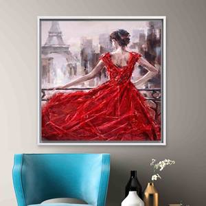 Toile imprimée : art abstrait de la femme, affiche de Paris, décoration murale moderne, encadrée en blanc - Product Image 1