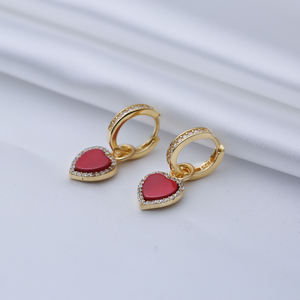 ต่างหูห้อยเงินหินแดง 8x8 มม. เครื่องประดับเงินแท้ขายส่งที่ทําด้วยมือตุรกี - Product Image 6