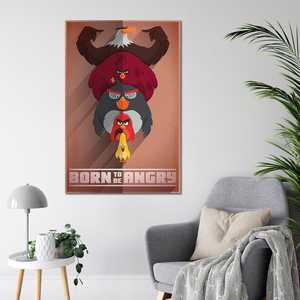 Affiche sur toile moderne Angry Birds « Born to Be Angry » avec cadre noir pour décoration murale - Product Image 2