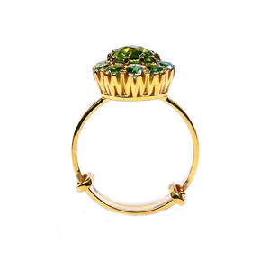 Anillo Vermeil de Plata de Ley 925 de moda para mujer con piedra preciosa peridoto Esmeralda estilo clásico para uso diario - Product Image 2