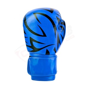 Fabricant de couleur bleue Gants de boxe en cuir véritable respirant pas cher Impression personnalisée Concevez votre propre cuir de vachette 16oz - Product Image 3