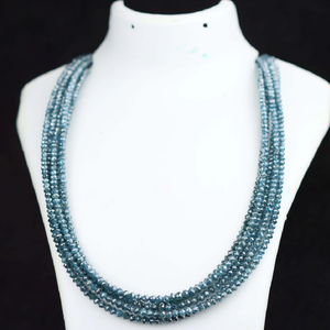 Cuentas de diamantes facetados de 2 mm a 5mm, tamaño Superb, Color azul, fabricante de hebras de la India, cuentas facetadas de diamante Natural - Product Image 2