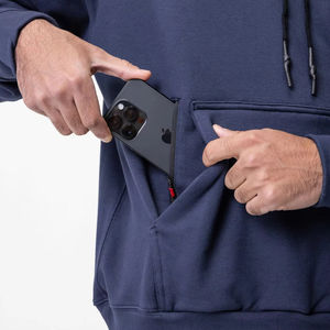 Nuestra Sudadera con capucha impermeable más vendida Bolsillo de canguro con bolsillo interno con cremallera Sudaderas con capucha para hombre - Product Image 4