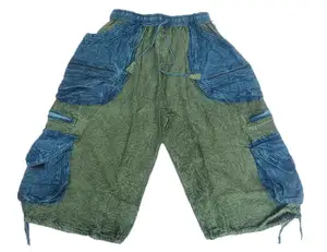 Shorts de Algodón Lavado a la Piedra para Hombre al por Mayor, GC-AP-958, Estilo Bohemio, Ropa Urbana Hippie para Verano, Material de Lona, Proveedor Indio - Product Image 1