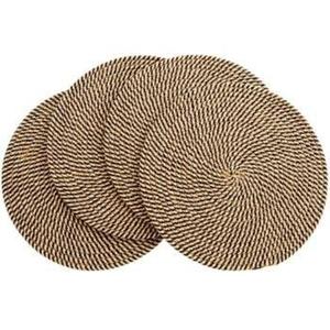 Tapis de table en jute naturel tissé à la main de forme ronde antique pour un décor de salle à manger de ferme rustique disponible à un prix avantageux - Product Image 6