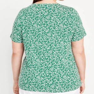 Camisetas informales de alta calidad con cuello en V para mujer, tela de lona transpirable de secado rápido, nuevo diseño de algodón 100% - Product Image 5