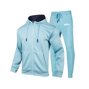 Survêtement en molleton unisexe à capuche de haute qualité, décontracté, pour la course à pied, deux pièces, 100% coton, séchage rapide, grande taille - Product Image 1