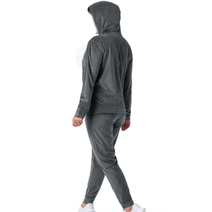 Elegante chándal de terciopelo con logotipo personalizado para mujer, sudaderas con cremallera de alta calidad, chándal para correr, conjunto de 2 piezas, estampado de entrenamiento de talla grande - Product Image 2