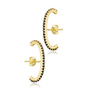 Black Zircon Stone Shape Push <b>Back</b> <b>Earrings</b> Turkish Wholesale Handmade 925 Sterling Silver Jewelry - Product Image 4