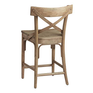 Tabourets de bar en bois massif de haute qualité avec dossier croisé, pour îlot de cuisine, style moderne, ferme, hauteur de comptoir, café, hôtel, restaurant, salle à manger - Product Image 3