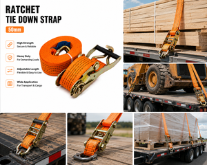 Long Distance Transport Ratchet Tie Down Strap Polyester 50mm 5000kg Abrasion Resistant for <b>Cargo</b> Lashing Factory Supply - Product Image 2