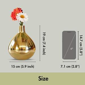 Golden Metal <b>Flower</b> Vase Tall Decorative Item <b>for</b> Home Bedroom Living Room <b>Table</b> Decor Birthday-Gold <b>Flower</b> - Product Image 2