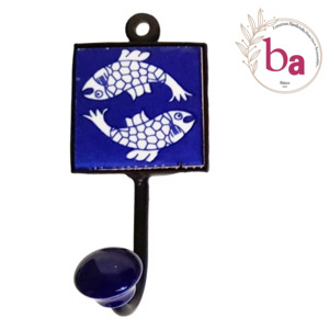 ตะขอแขวนเสื้อโค้ทติดผนังลายปลากระเบื้องเซรามิกปลาสีฟ้าสไตล์181 CIH - Product Image 1