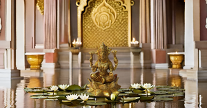 Laxmi sentado en Lotus hecho a mano diseño moderno estatua de latón escultura religiosa india para el hogar Oficina o decoración del templo - Product Image 6