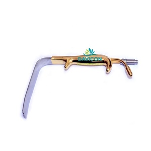 FERREIRA Style Manual Breast Retractor Gold Plated Steel and Metal <b>Instrument</b> for Plastic Surgery Fiber <b>Optic</b> Technology - Product Image 1