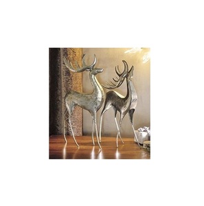 Couple Deer <b>Ornament</b> <b>Large</b> Silver Aluminum Deer Handmade Manufacturer Unique Superior Quality Luxury Abstract Sculpture Decor - Product Image 2