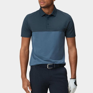 Polo de golf pour homme en polyester et élasthanne de qualité supérieure, respirant et absorbant l'humidité, sublimation bleu et blanc, vente en gros - Product Image 4