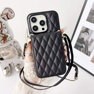 เคสฝาพับมีกระเป๋าเงินหนังปกป้องรวมทั้งหมดเคสโทรศัพท์มือถือสำหรับ iPhone PU กระเป๋าโทรศัพท์สำหรับ Samsung wristband Case Pouch - Product Image 1