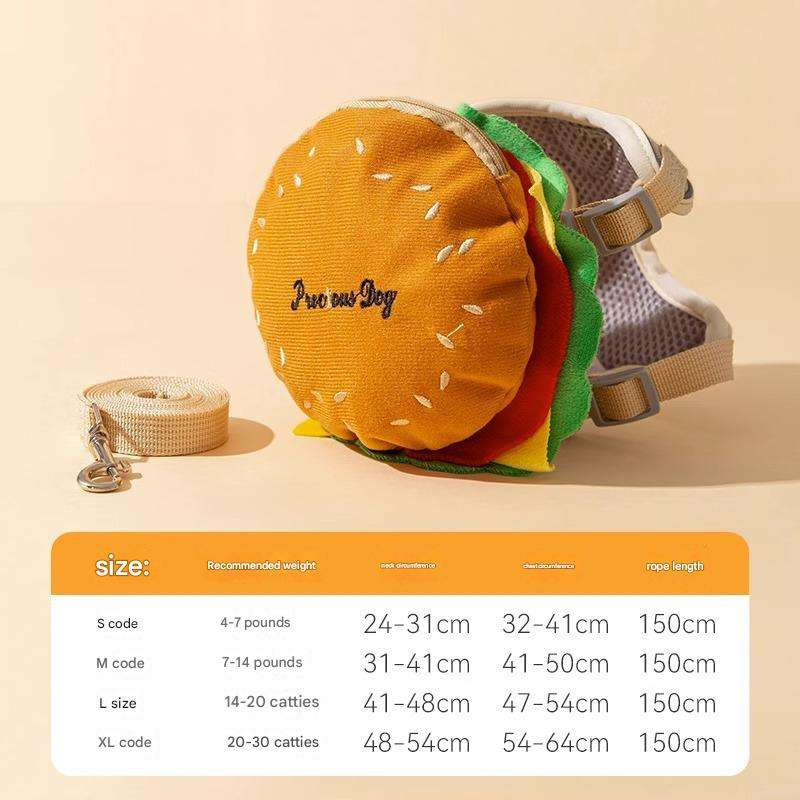 Hamburger (Design) + Harness + 1.5m Flat Leash